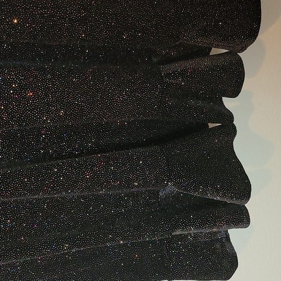 NWT AQUA Bloomingdale's Sparkle Velvet Ruffle Wrap Party Dress Black Medium - Picture 8 of 8
